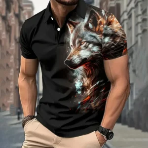 Herren Poloshirt Tier Grafik Druck Outdoor Casual O Hals feines Pferd Kurzarm Street Fashion Männliche Übergroße Kleidung