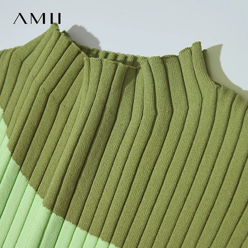 Amii Minimalistische farblich passende Damen-Strickpullover 2025, Herbst, neuer ärmelloser Pullover, halb-Rollkragenpullover, schmales Oberteil 12542001 – Bild 6