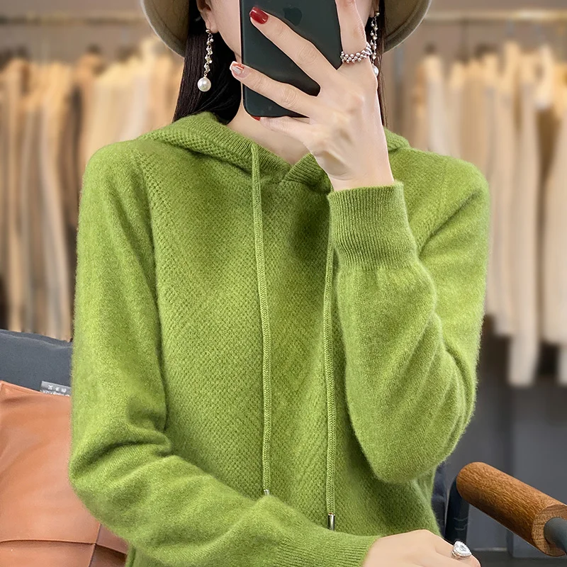 2026 Herbst/Winter Merinowolle Damen Mode Basic Woll-Kapuzenpullover Einfarbig Weicher Langarm Woll-Pullover 2026 Herbst/Winter Merinowolle Damen Mode Basic Woll-Kapuzenpullover Einfarbig Weicher Langarm Woll-Pullover – Bild 13