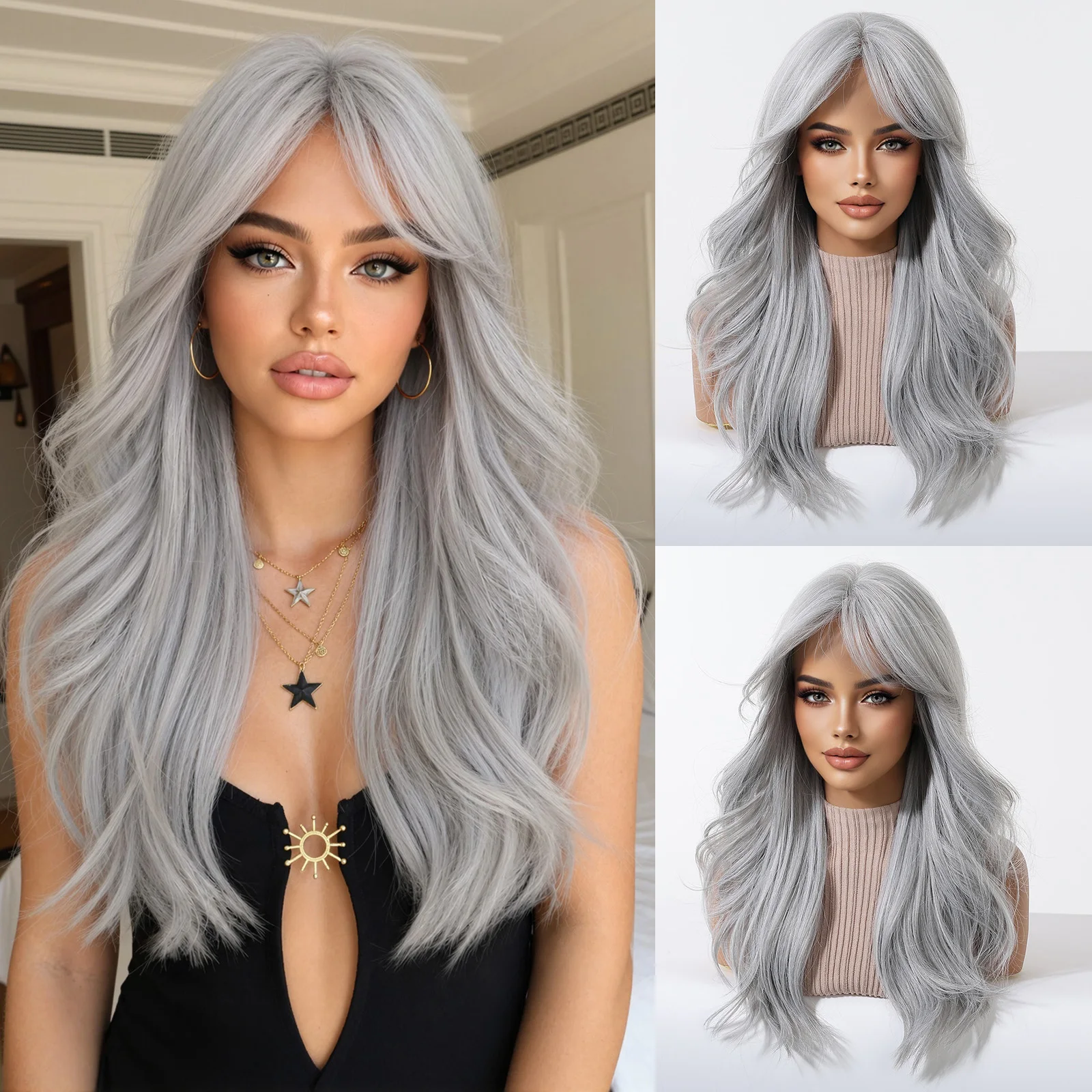 Allbell Magique Blue Hair Wig With Bangs Long Wavy Synthetic Wig Baby Blue Curly Wig For Women Daily Party Use Heat Resistant Allbell Magique Blue Hair Wig With Bangs Long Wavy Synthetic Wig Baby Blue Curly Wig For Women Daily Party Use Heat Resistant - Image 10