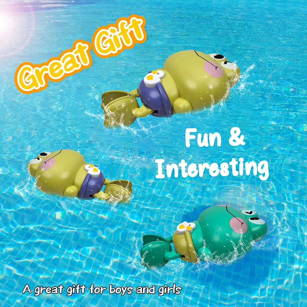 Aufziehbarer Schwimmfrosch für Kinder – Mechanisches Frosch-Badespielzeug ohne Batterien für Badewanne und Wasserspiele – Bild 5