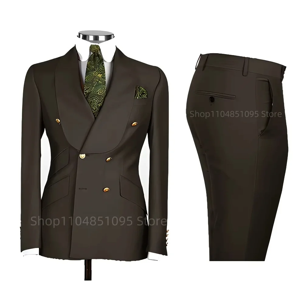 New 2 Pcs Wedding Ball Reunion Attire Double-Breasted Suit Set Men'S Slim-Fit Young Men Blazer Jacket Suits Pants Ensemble New 2 Pcs Wedding Ball Reunion Attire Double-Breasted Suit Set Men'S Slim-Fit Young Men Blazer Jacket Suits Pants Ensemble - Image 19