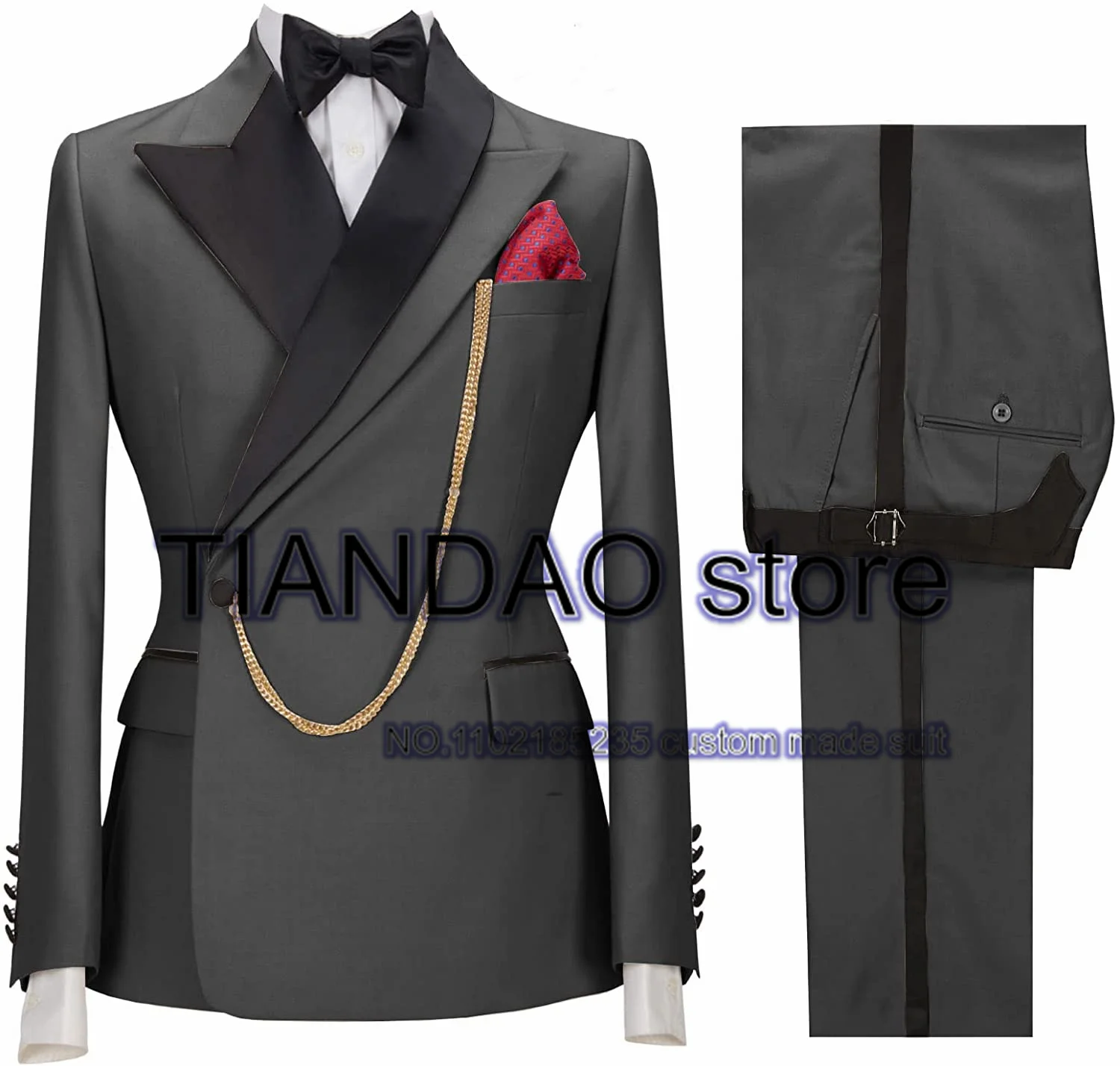Suit For Men Wedding Groom Tuxedo Khaki Formal Blazer Pants 2 Piece Dinner Ball Dress Male Jacket Set Costume Homme Suit For Men Wedding Groom Tuxedo Khaki Formal Blazer Pants 2 Piece Dinner Ball Dress Male Jacket Set Costume Homme - Image 4
