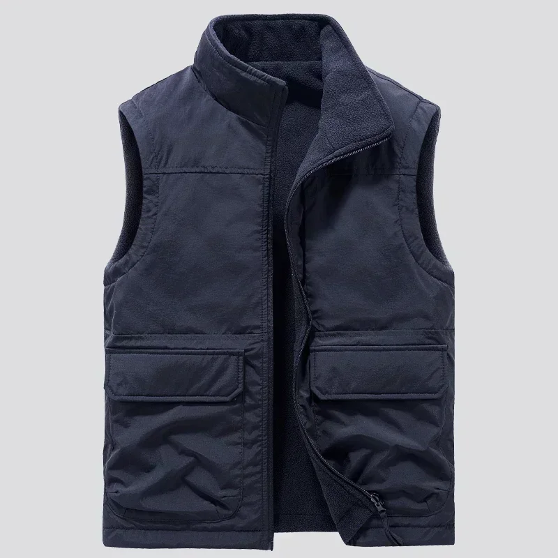 Reversible Ärmellose Jacke Herren Weste Mantel Winter Weste Dicke Warme Fleece Arbeits Kleidung Tops Cargo Weste Wind Jacke Neue Mode Reversible Ärmellose Jacke Herren Weste Mantel Winter Weste Dicke Warme Fleece Arbeits Kleidung Tops Cargo Weste Wind Jacke Neue Mode - Image 7