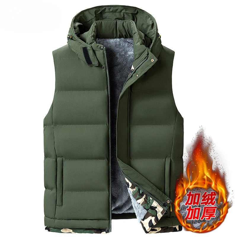 Plus Size M-10Xl Kapuzen Weste Für Männer Herbst Winter Verdickte Warme Männliche Kleidung Im Freien Wind Dichte Männer Ärmellose Jacke Mode Plus Size M-10Xl Kapuzen Weste Für Männer Herbst Winter Verdickte Warme Männliche Kleidung Im Freien Wind Dichte Männer Ärmellose Jacke Mode - Image 3