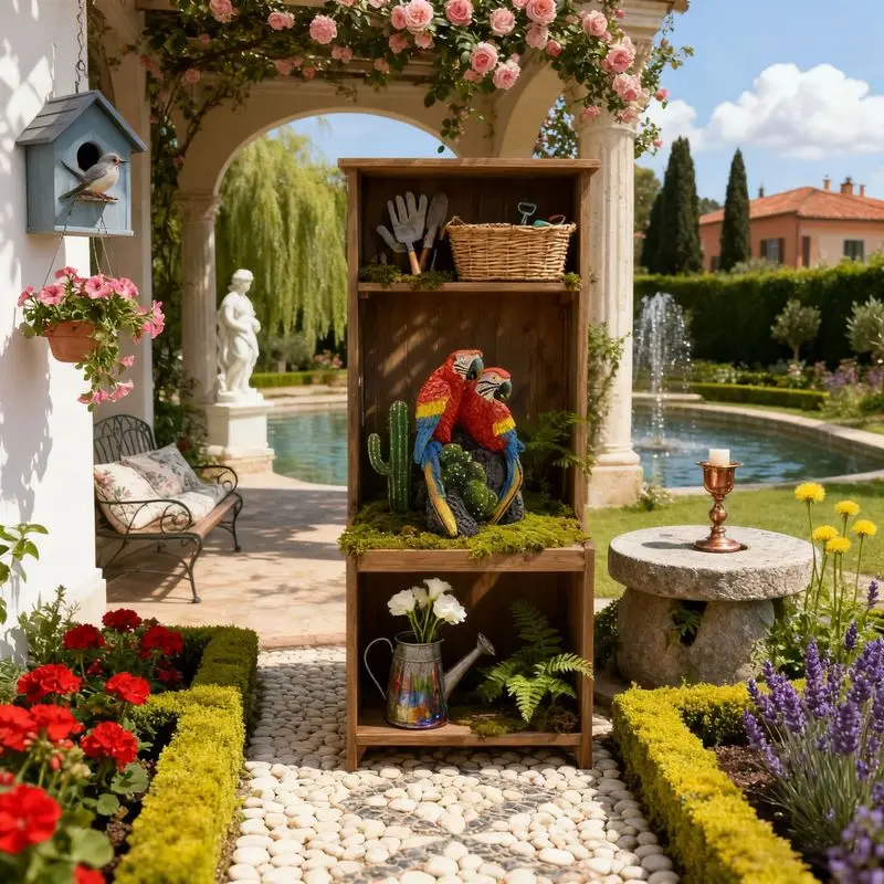 Roter Papagei Aus Kunstharz, Kreative Tierfigur, Garten- Und Hofdekoration, Miniatur-Landschaftsstatue, Innen- Und Außenbereich-Deko Roter Papagei Aus Kunstharz, Kreative Tierfigur, Garten- Und Hofdekoration, Miniatur-Landschaftsstatue, Innen- Und Außenbereich-Deko - Image 2