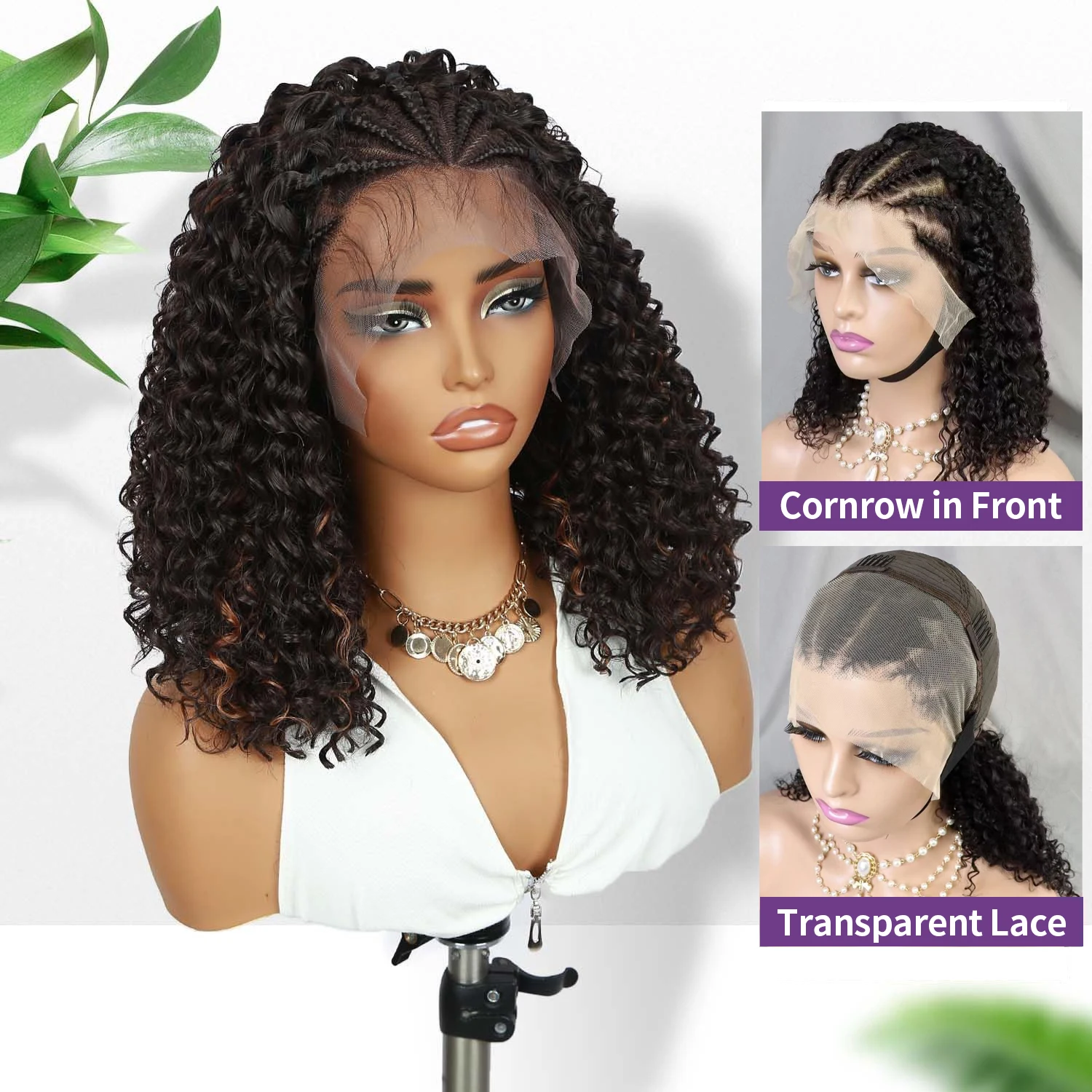 Geflochtene Bob-Perücke aus Echthaar, 13×4 Full Lace, Box Braids – Bild 2