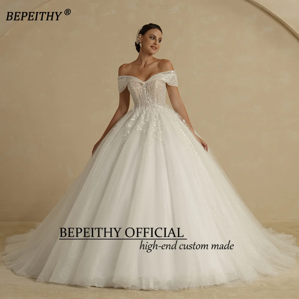 BEPEITHY schulterfreies Prinzessinnen-Brautkleid mit Glitzer, auch in großen Größen – Bild 6