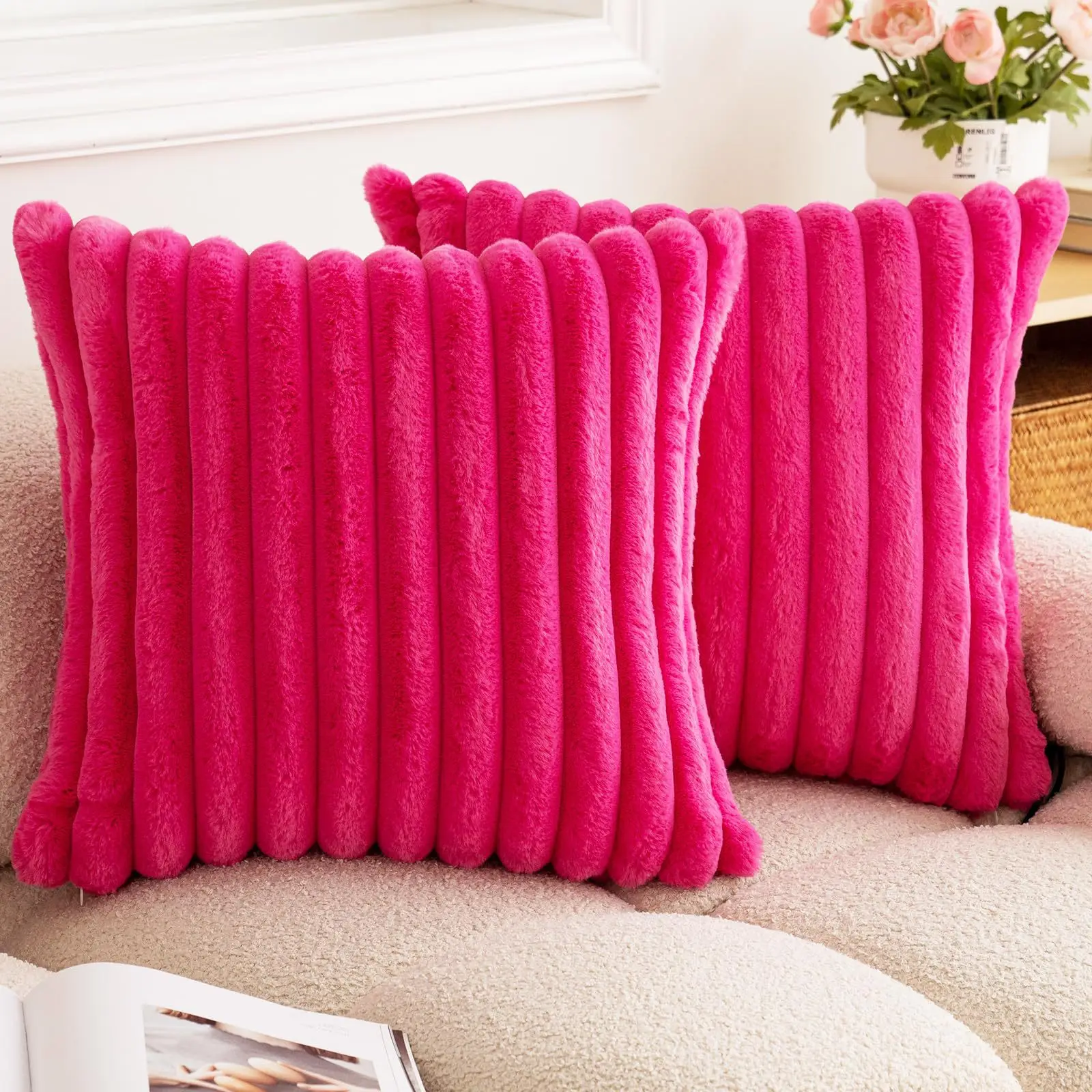 40X40 45X45 Faux Kaninchen Fell Quadrat Kissenbezug Neue Große Dicke Gestreifte Super Weiche Einfarbig Kissenbezug Sofa Dekor Kissenbezug 40X40 45X45 Faux Kaninchen Fell Quadrat Kissenbezug Neue Große Dicke Gestreifte Super Weiche Einfarbig Kissenbezug Sofa Dekor Kissenbezug - Image 4