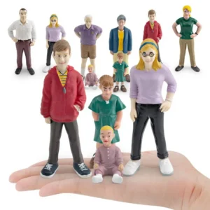Realistische, detaillierte Miniatur-Menschenfiguren, handbemalte Familien-Rollenspielfiguren in verschiedenen Posen aus PVC-Material