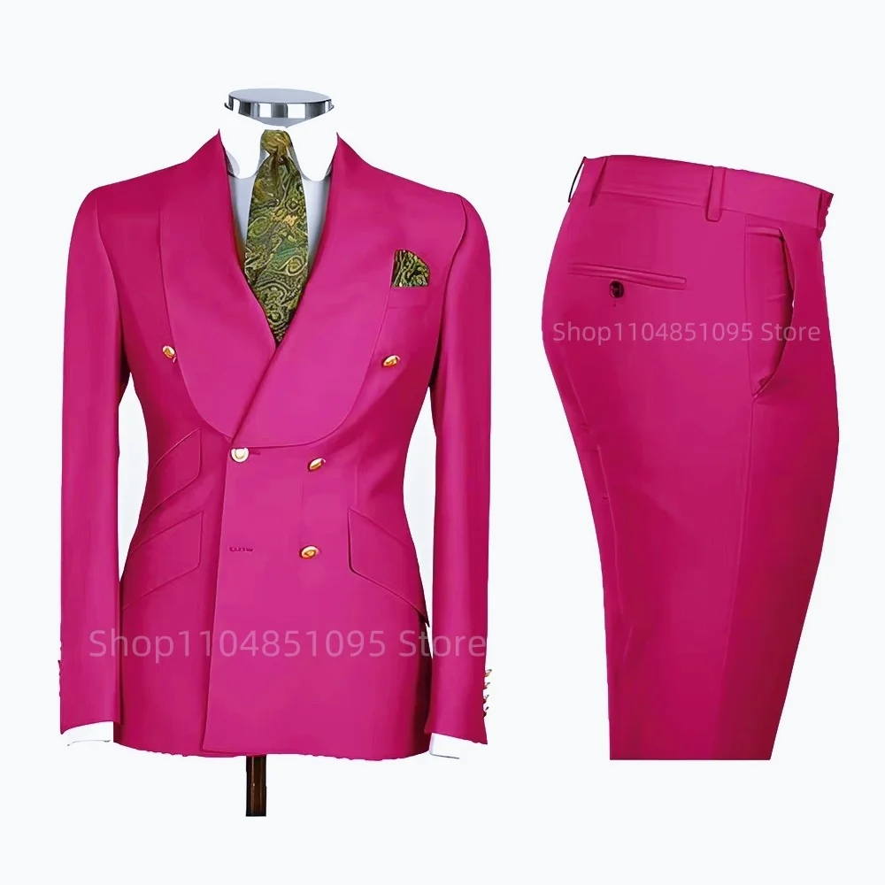 New 2 Pcs Wedding Ball Reunion Attire Double-Breasted Suit Set Men'S Slim-Fit Young Men Blazer Jacket Suits Pants Ensemble New 2 Pcs Wedding Ball Reunion Attire Double-Breasted Suit Set Men'S Slim-Fit Young Men Blazer Jacket Suits Pants Ensemble - Image 18