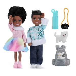 7 Stück/Set Kinderspielzeug 5,5 Zoll kleine Mädchen- und Jungenpuppen Schwester-Bruder-Spiel Mini-Kamera Haustier Bestes Geschenk für Kinder Sammlung