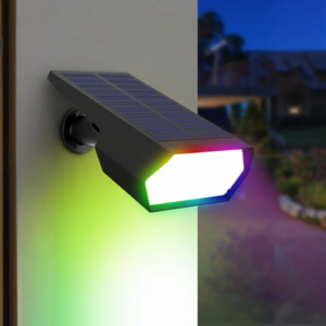 Solar Powered LED Wall Lamp RGB Spotlight Outdoor Waterproof Heat & Snow Resistant Street Backyard Yard Night Safe Lighting