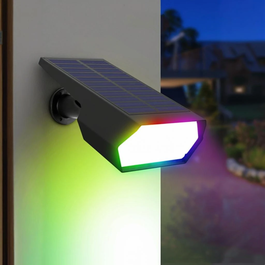 Solar Powered Led Wall Lamp Rgb Spotlight Outdoor Waterproof Heat &Amp; Snow Resistant Street Backyard Yard Night Safe Lighting Solar Powered Led Wall Lamp Rgb Spotlight Outdoor Waterproof Heat &Amp; Snow Resistant Street Backyard Yard Night Safe Lighting