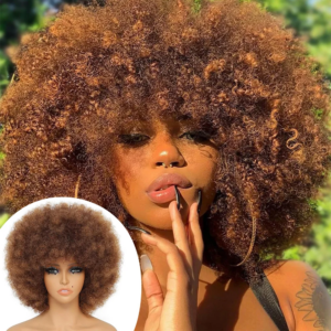 Synthetische Afro-Perücke, verworren, lockig, für Damen, schwarz, 70er-Jahre, federnd und weich, Afro-Puff-Perücken, natürlich aussehende volle Perücken für Party, Cosplay