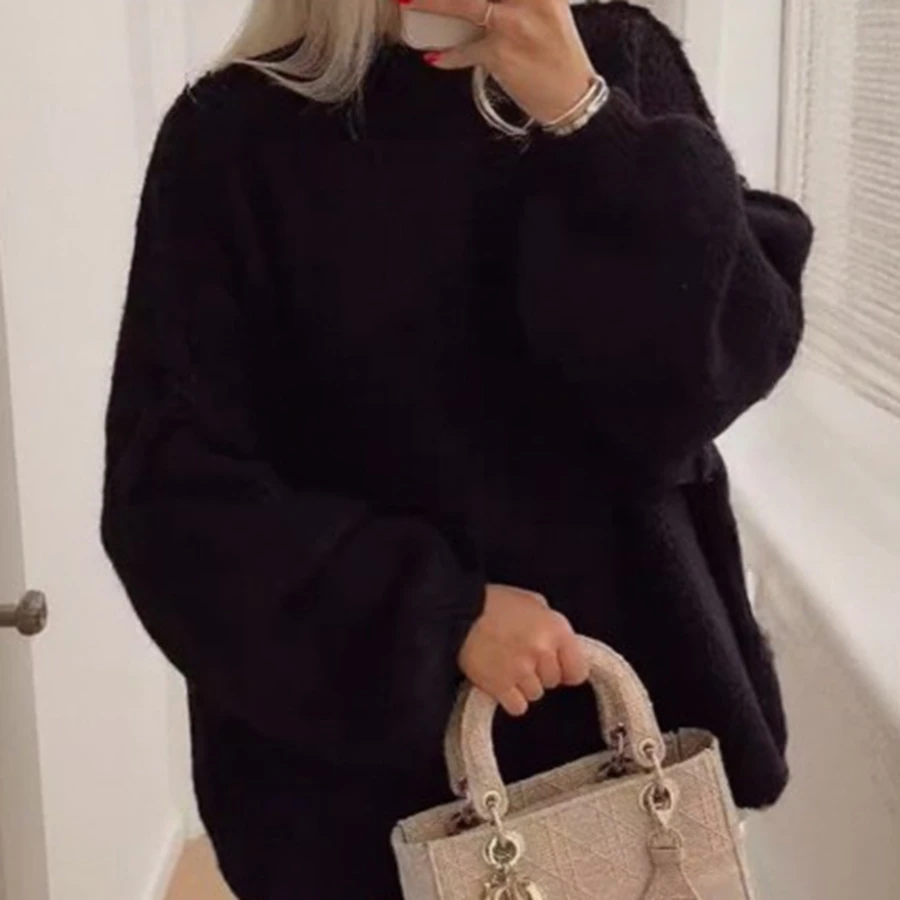 Trend Damen Warm Loose Knit Pullover Pullover Oversize Soild Color Pullover Herbst Alternative Kleidung Trend Damen Warm Loose Knit Pullover Pullover Oversize Soild Color Pullover Herbst Alternative Kleidung – Bild 5
