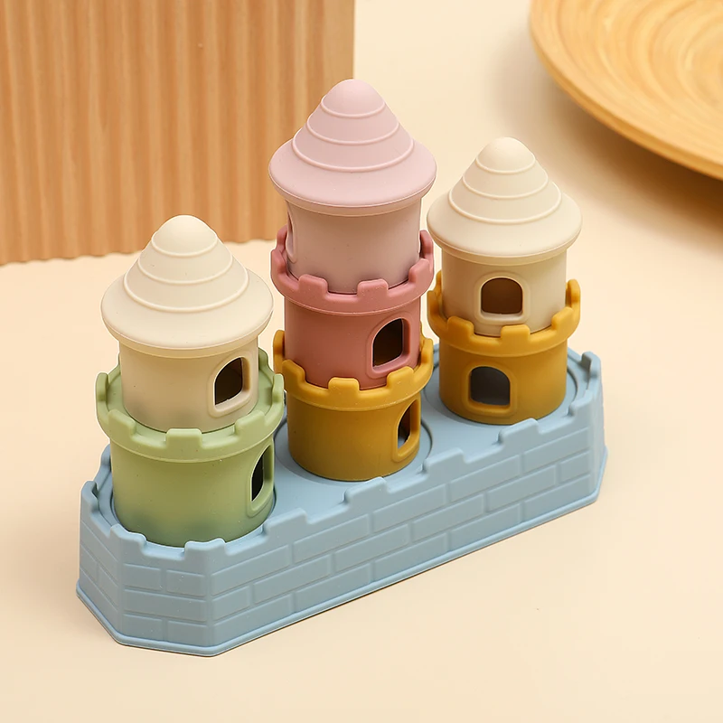 8 Teile/Satz Baby Silikon Schloss Stapeln Spielzeug Frühe Pädagogische Montessori Bausteine Für Kleinkinder Kinder Stapelbare Spielzeug Geschenke 8 Teile/Satz Baby Silikon Schloss Stapeln Spielzeug Frühe Pädagogische Montessori Bausteine Für Kleinkinder Kinder Stapelbare Spielzeug Geschenke - Image 2