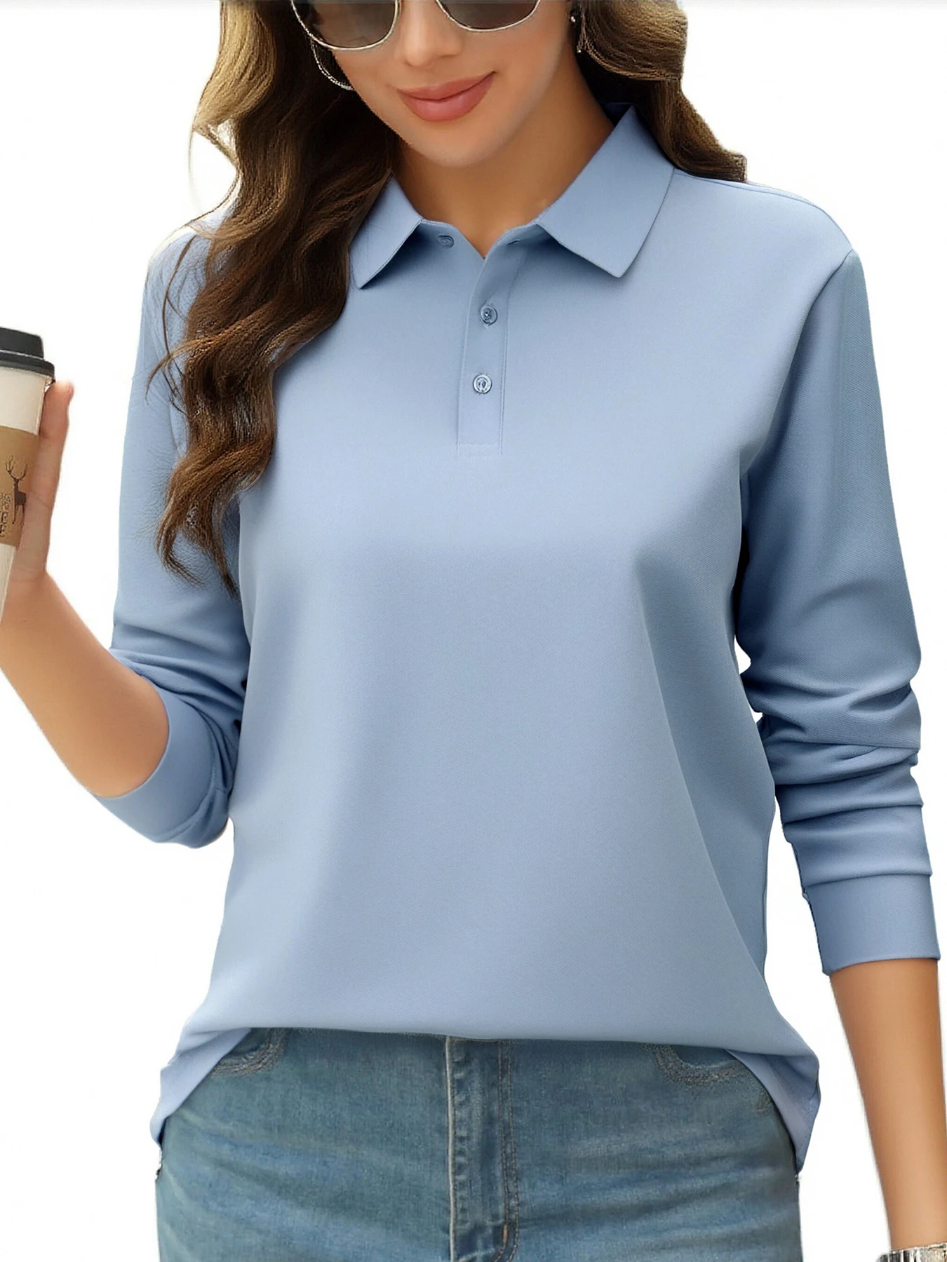 Solid Color Autumn Womens T-Shirt Soft Comfortable Polo Shirt All-Match Lapel Streetwear Unisex Hip Hop Woman Long Sleeve Solid Color Autumn Womens T-Shirt Soft Comfortable Polo Shirt All-Match Lapel Streetwear Unisex Hip Hop Woman Long Sleeve - Image 9