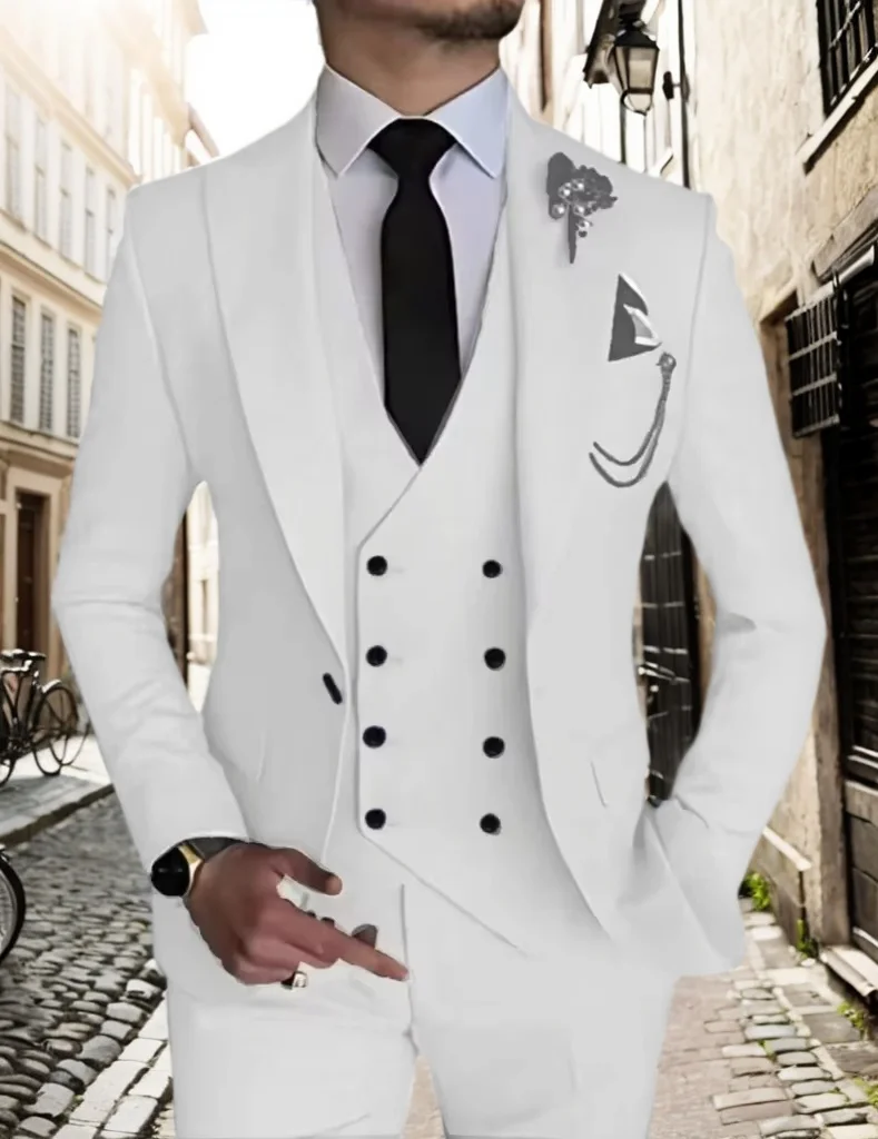 Herrenanzug Mit Spitzem Revers, 3-Teilig (Sakko, Weste, Hose) – Smoking Für Hochzeit Herrenanzug Mit Spitzem Revers, 3-Teilig (Sakko, Weste, Hose) – Smoking Für Hochzeit