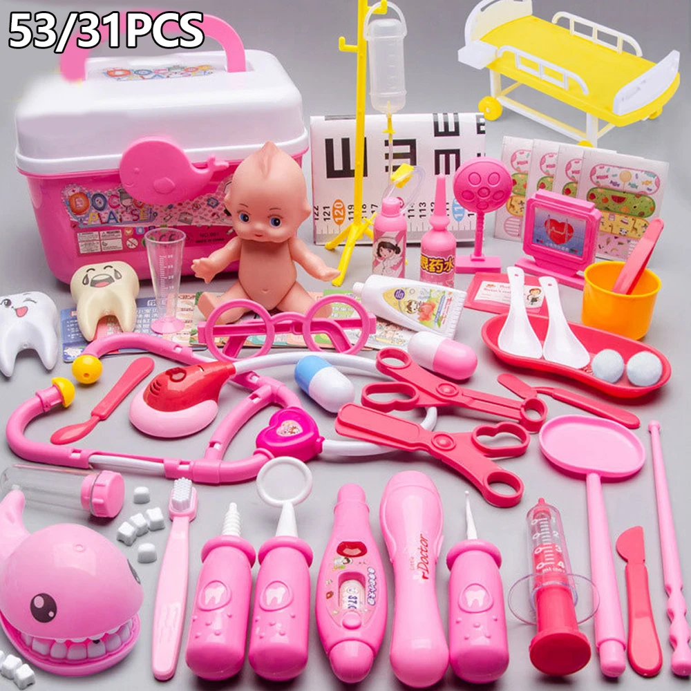 Arzt Spielzeug Für Kinder 53/31Pcs Arzt Pretend Play Set Kinder Medizinische Zahnarzt Werkzeuge Stethoskop Pädagogisches Spielzeug Junge Mädchen Geschenk Arzt Spielzeug Für Kinder 53/31Pcs Arzt Pretend Play Set Kinder Medizinische Zahnarzt Werkzeuge Stethoskop Pädagogisches Spielzeug Junge Mädchen Geschenk
