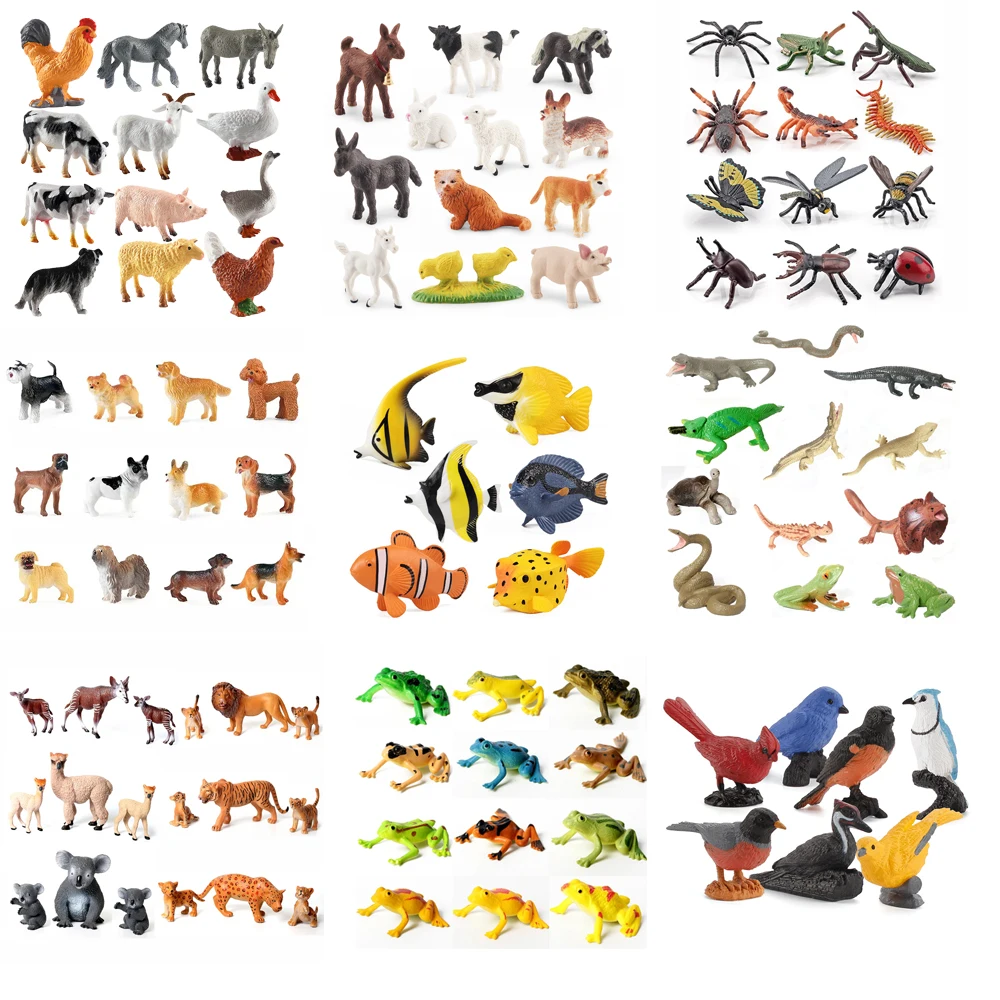 Simulation Plastic Animal Figurines Collection - Marine, Land &Amp; Insect Animals Miniature Set Toy For Kids Gift Playset Model Simulation Plastic Animal Figurines Collection - Marine, Land &Amp; Insect Animals Miniature Set Toy For Kids Gift Playset Model