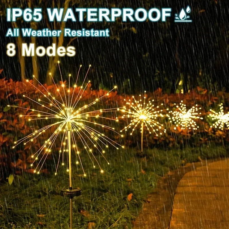 Solar Feuerwerk Lichter Im Freien Ip65 Wasserdicht Solar 8 Beleuchtungs Modi Lichterkette Licht Weihnachts Beleuchtung Garten Dekoration Solar Feuerwerk Lichter Im Freien Ip65 Wasserdicht Solar 8 Beleuchtungs Modi Lichterkette Licht Weihnachts Beleuchtung Garten Dekoration - Image 2