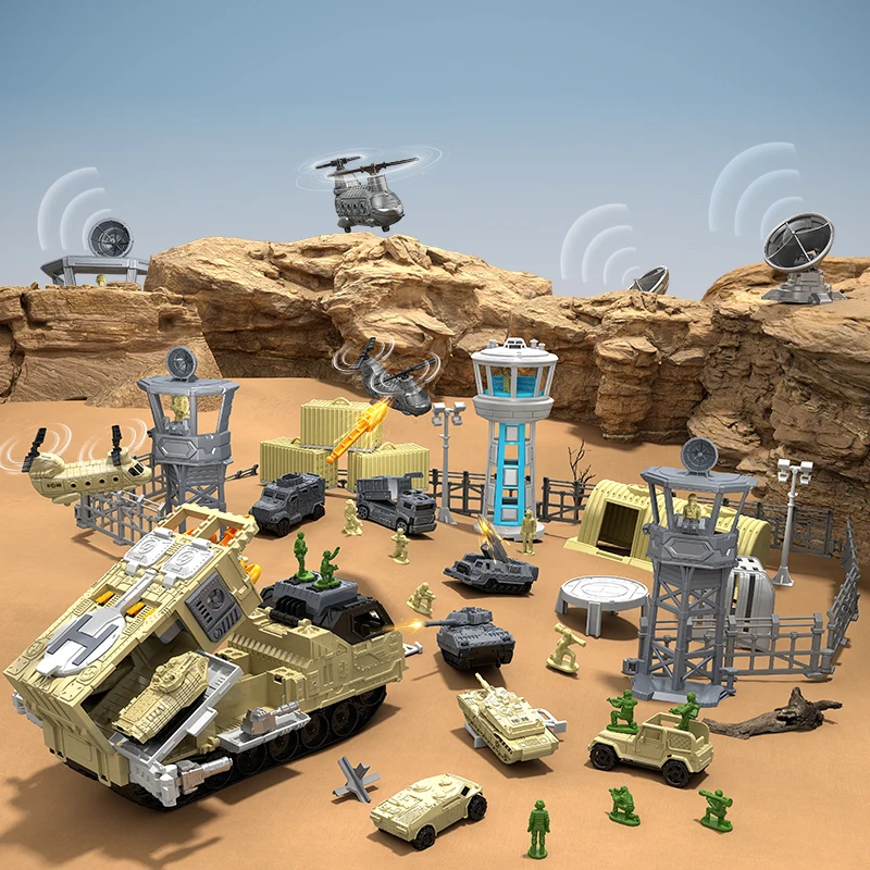 Militär-Camp-Spielset Für Kinder, Szenensimulations-Kampfspielzeug, Einschließlich Kleiner Panzer, Kleine Flugzeuge, Kleine Soldaten, Militärcamp, Beobachtungsturm, Bunker, Radar, Straßensperre, Zaun Und Weiteres Szenenzubehör, Ideales Geschenk Für Jungen Und Mädchen Im Alter Von 3-12 Jahren Militär-Camp-Spielset Für Kinder, Szenensimulations-Kampfspielzeug, Einschließlich Kleiner Panzer, Kleine Flugzeuge, Kleine Soldaten, Militärcamp, Beobachtungsturm, Bunker, Radar, Straßensperre, Zaun Und Weiteres Szenenzubehör, Ideales Geschenk Für Jungen Und Mädchen Im Alter Von 3-12 Jahren