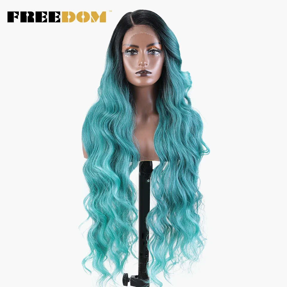 Freedom Synthetik Lace-Perücke, Extra Lang, Gewellt, Seitenscheitel, Braun-Blau Ombré, Hitzebeständig Freedom Synthetik Lace-Perücke, Extra Lang, Gewellt, Seitenscheitel, Braun-Blau Ombré, Hitzebeständig - Image 19