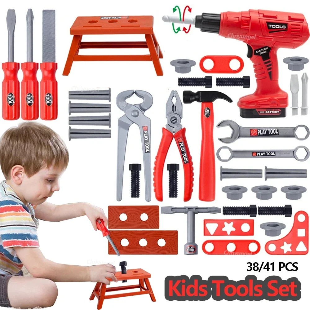 Pretend Tools Kit Spielzeug 38/41 Pcs Spielen Reparatur Werkzeug Set Ingenieur Simulierte Kunststoff Bau Spielzeug Kleinkind Kinder Jungen Geschenk Pretend Tools Kit Spielzeug 38/41 Pcs Spielen Reparatur Werkzeug Set Ingenieur Simulierte Kunststoff Bau Spielzeug Kleinkind Kinder Jungen Geschenk