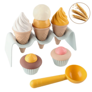 Kinder Rollenspiel DIY Simulations-Eiscreme-Kuchen-Spielzeug, Weizenstroh-Lebensmittel-Spielset für Kinder