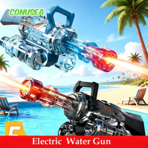 Elektrische Wasserpistole mit LED, Starke Wasserspritzkraft, Rotierendes Laufrohr, für Pool, Strand, Outdoor-Spiele, Spaß für Kinder und Erwachsene