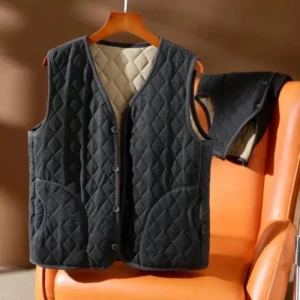 Verdickte Herrenweste, mit Fleece gefüttert, leicht gepolstert, warme Schulterpolsterjacke, Winter, lässig, weich geschlossen, Thermowesten