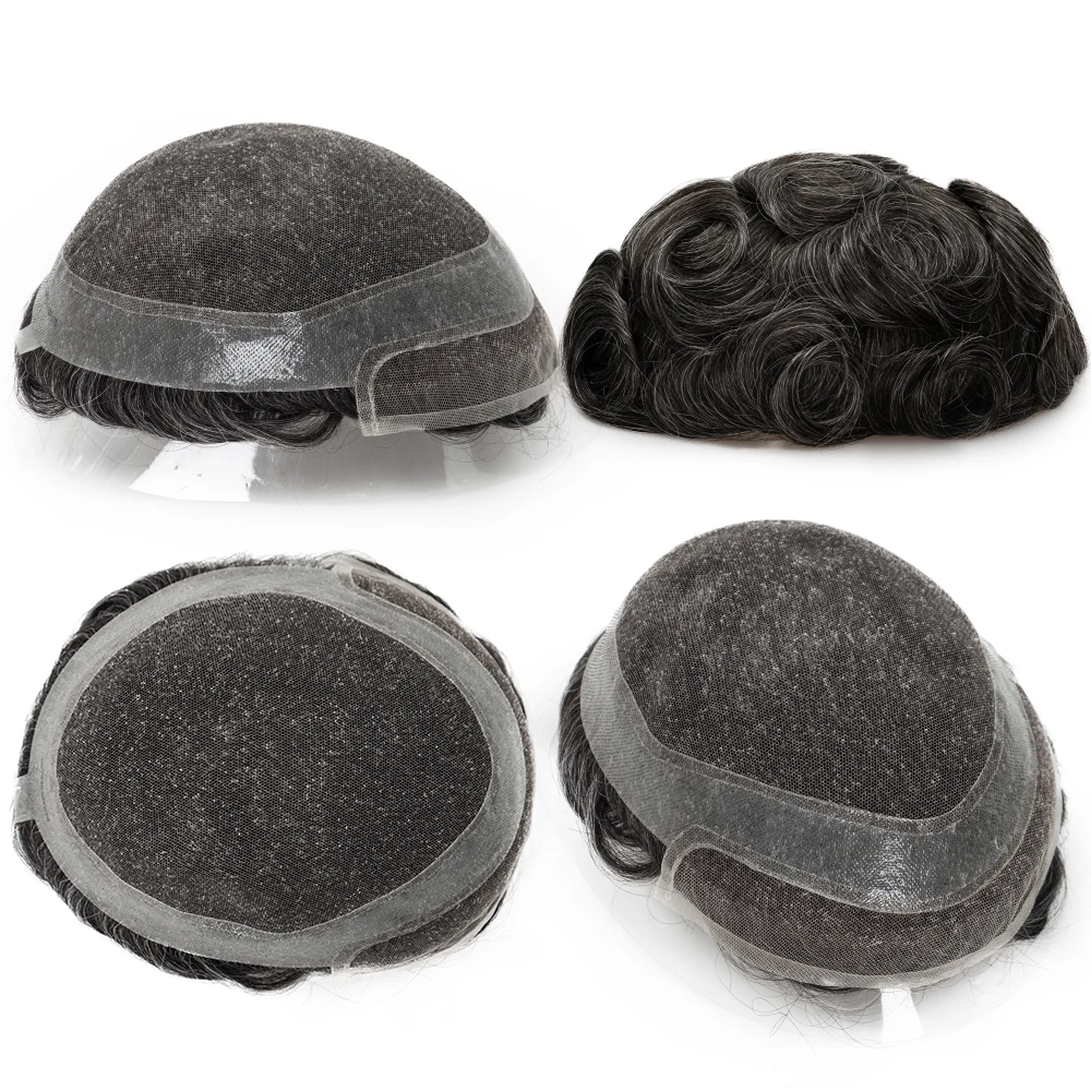Herren Toupet Aus Echthaar Mit Swiss Lace, Natürlicher Haaransatz Herren Toupet Aus Echthaar Mit Swiss Lace, Natürlicher Haaransatz - Image 2