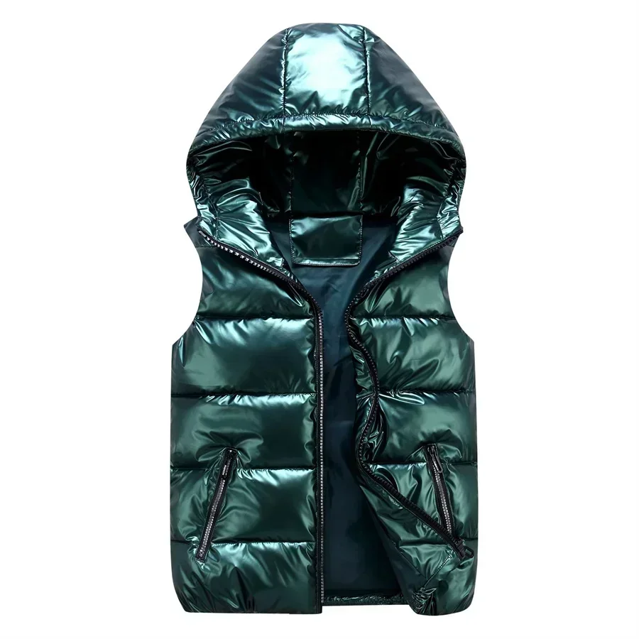 Männer Winter Mit Kapuze Gepolsterte Weste Glänzend Ärmellose Jacke Casual Outwear Verdicken Warme Mantel Wasserdichte Weste Männer Kleidung 4Xl Männer Winter Mit Kapuze Gepolsterte Weste Glänzend Ärmellose Jacke Casual Outwear Verdicken Warme Mantel Wasserdichte Weste Männer Kleidung 4Xl – Bild 9