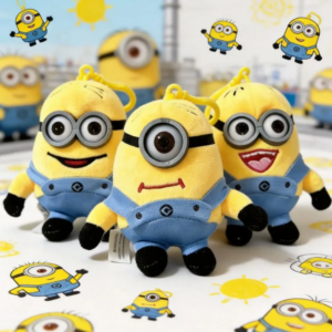 Minions Plüsch-Schlüsselanhänger Cartoon-Figur, Niedlicher Charakter-Anhänger, Kawaii Mini-Plüschtier Geschenk für Fans
