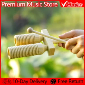 Kids Wooden Guiro Music Toy Double Sound Tube for Baby Kid Child Early Educational Toy Percussion Musical Instrument Rhythm Toys