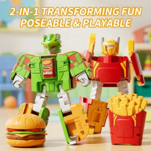 Transformierbares Mech-Modellspielzeug, Dual-Form-Transformationsroboter, Simulation von Eis, Pommes, Burger, Spielhaus, Überraschungsgeschenk für Kinder