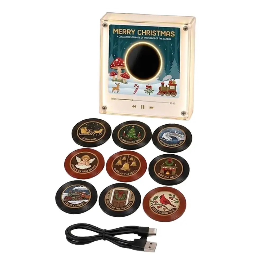 Weihnachts-Vinyl-Plattenspieler Kühlschrank-Schallplatte Nfc Magnetisches Musikbox-Set, Mit 9 Vinyl-Stil-Scheiben, Geeignet Als Weihnachtsdekoration Und Geschenk Weihnachts-Vinyl-Plattenspieler Kühlschrank-Schallplatte Nfc Magnetisches Musikbox-Set, Mit 9 Vinyl-Stil-Scheiben, Geeignet Als Weihnachtsdekoration Und Geschenk - Image 8