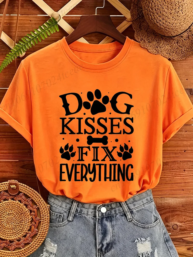 Dog Lover T Shirt Funny Quote &Quot;Dog Kisses Fix Everything&Quot; Pet Paw Print Graphic Tee White Short Sleeve Crew Neck Casual Tops Dog Lover T Shirt Funny Quote &Quot;Dog Kisses Fix Everything&Quot; Pet Paw Print Graphic Tee White Short Sleeve Crew Neck Casual Tops – Bild 7