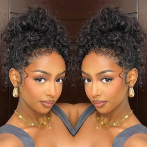 18-36 Zoll 250 Dichte Lockige Wasserwellen-Perücke aus Echthaar mit Unsichtbarem Riemen und Kordelzug, 360° Full HD Lace Front Echthaarperücken, Vorgezupft
