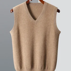 Männer Wolle V-ausschnitt Pullover Weste Pullover Herbst Winter Grundlegende Casual Kaschmir 100% Merino Wolle Gestrickte Weiche Ärmellose Weste Top