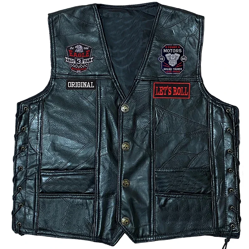 Lokomotive Lederweste Tiger Bestickte Patches Ärmellose Moto Biker Jacke Casual Streetwear Lokomotive Club Punk Veste Lokomotive Lederweste Tiger Bestickte Patches Ärmellose Moto Biker Jacke Casual Streetwear Lokomotive Club Punk Veste – Bild 5