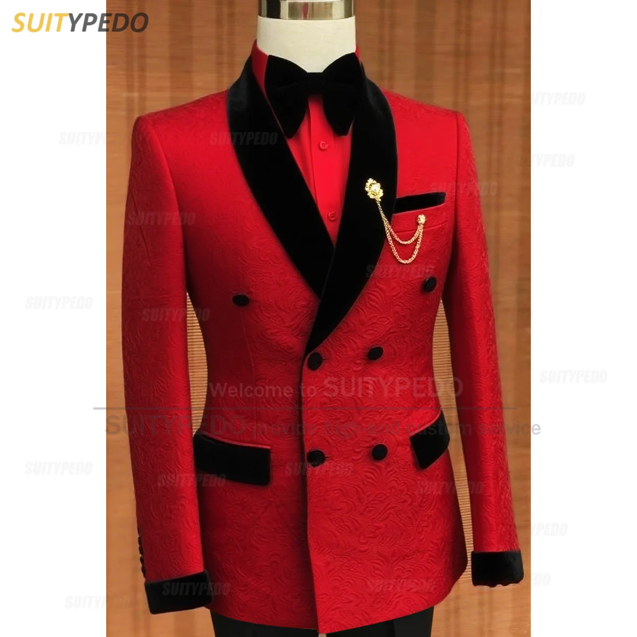Luxury Jacquard Suit Sets For Men Wedding Banquet Grooms High Quality Outfits Classic Male Double Breasted Blazer Pants 2 Pcs Luxury Jacquard Suit Sets For Men Wedding Banquet Grooms High Quality Outfits Classic Male Double Breasted Blazer Pants 2 Pcs – Bild 9