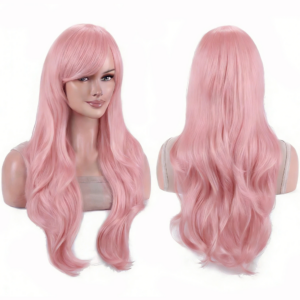 Synthetische Haare Rosa Wellige Lolita Cosplay Perücke Anime Perücken Yuno Gasai Halloween Kostüm Krul Tepes Perücke für Frauen