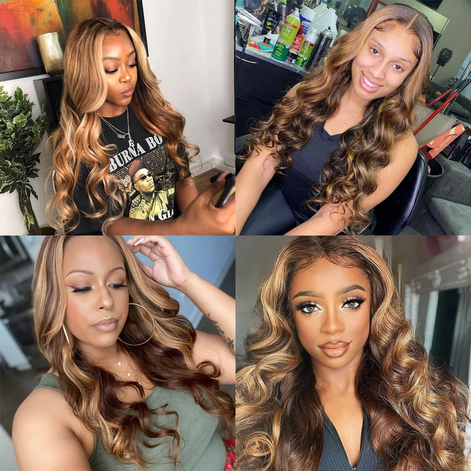 13X4 13X6 Hd Highlight Spitze Frontal Perücke Menschenhaar Honig Blonde Körper Welle Spitze Front Perücken Für Frauen Leimlose Perücken Vor Gezupft 13X4 13X6 Hd Highlight Spitze Frontal Perücke Menschenhaar Honig Blonde Körper Welle Spitze Front Perücken Für Frauen Leimlose Perücken Vor Gezupft - Image 5