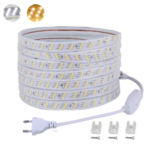 220 V LED-Streifenlichter mit EU-Netzstecker 2835 Flexibles Bandband Wasserdichter LED-Streifen 220 V für Wohnzimmer-Gartenbeleuchtung