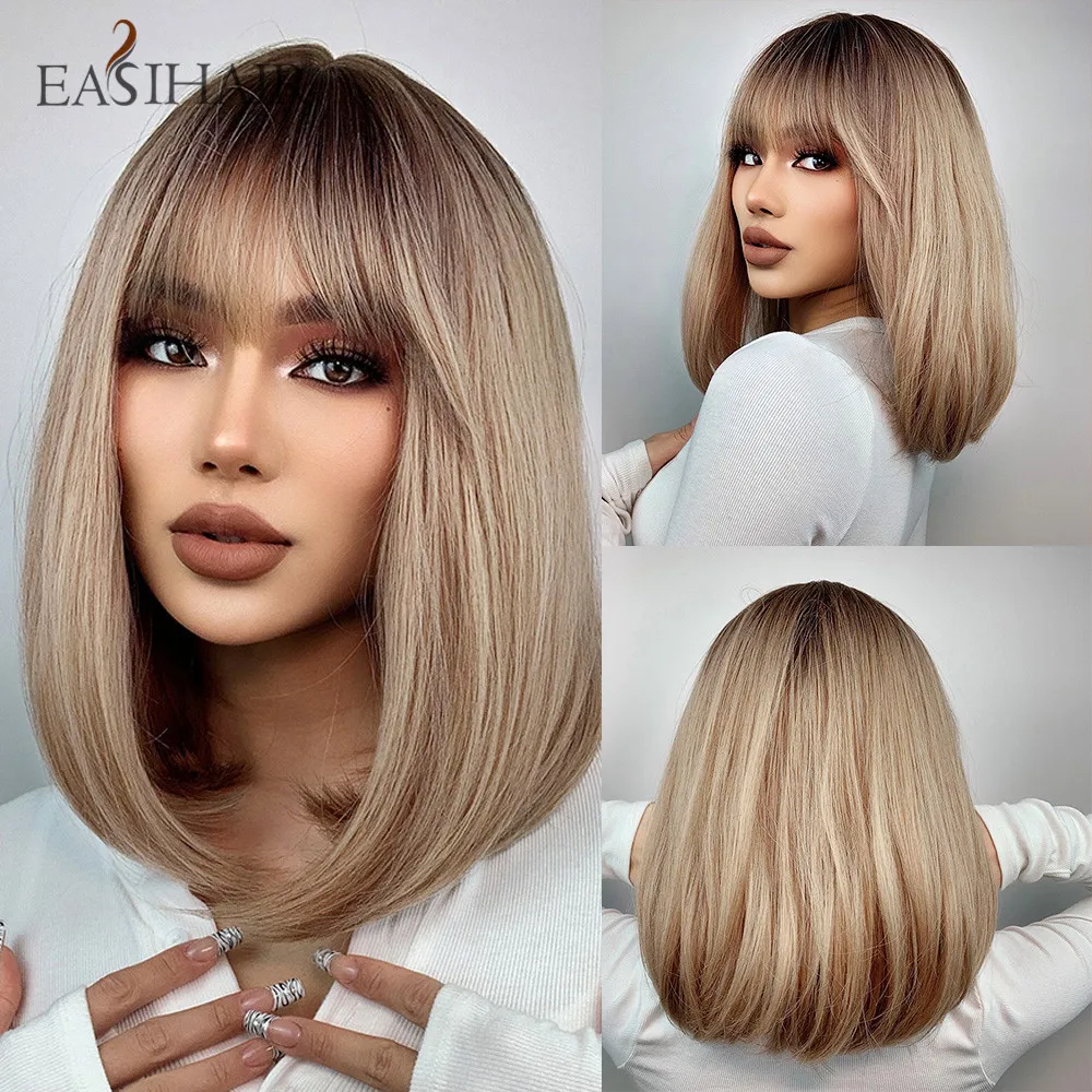 Easihair Bob-Perücke Mit Pony, Kurz Und Glatt, Hellblond-Beige, Hitzebeständig Easihair Bob-Perücke Mit Pony, Kurz Und Glatt, Hellblond-Beige, Hitzebeständig – Bild 20