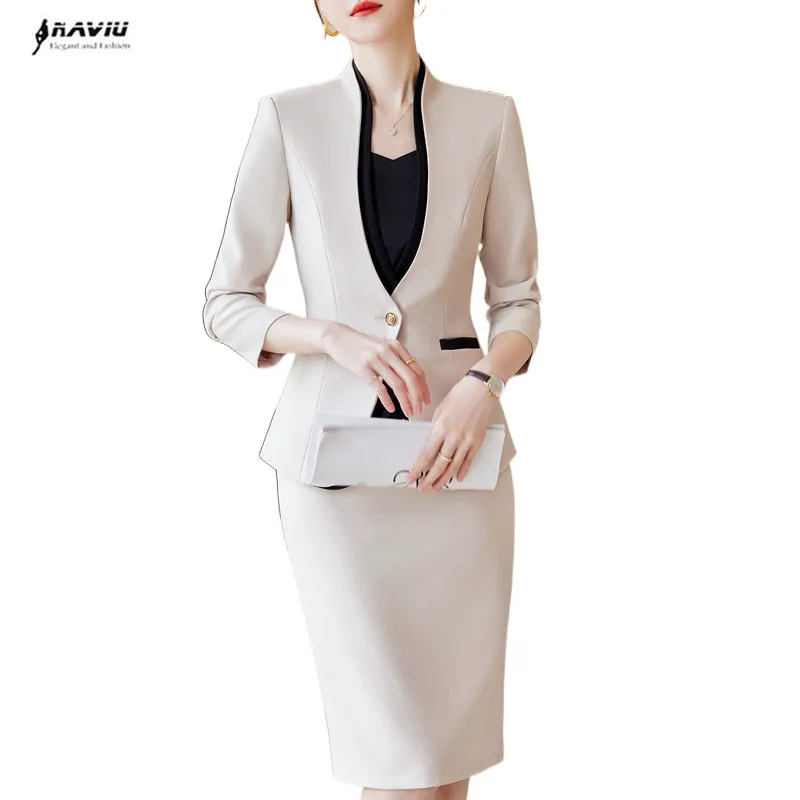 Naviu Damen Kostüm: Blazer Und Rock, Business-Outfit Naviu Damen Kostüm: Blazer Und Rock, Business-Outfit