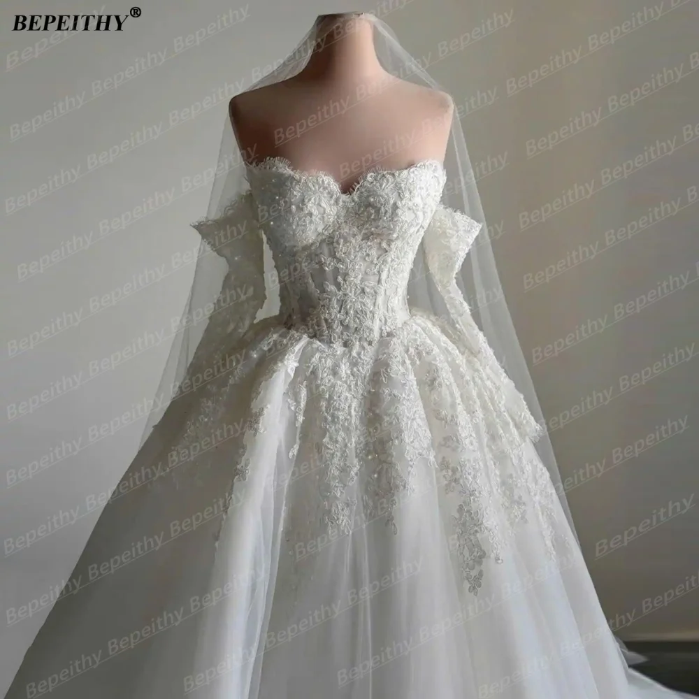 BEPEITHY Prinzessinnen-Brautkleid in Elfenbein mit Herzausschnitt, bodenlang, auch in großen Größen – Bild 3