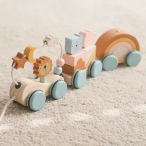 1pc Baby Holz spielzeug Buche Holz Cartoon Löwe Auto Montessori Lernspiel zeug Junge Mädchen Baby 0-12 Monate Spielzeug Neugeborene Geschenke